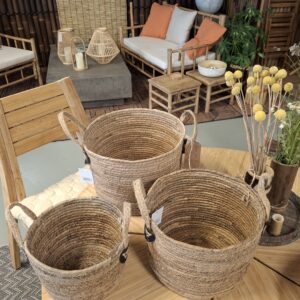 Kurvesæt af jute med hank - 3 stk